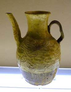 Ewer with incised decoration, China, Liulichang kiln, unearthed from Liulichang Kiln, Chengdu, Song dynasty, 960-1279 AD, blue-glazed ceramic - Sichuan Provincial Museum - Chengdu, China - DSC04200
