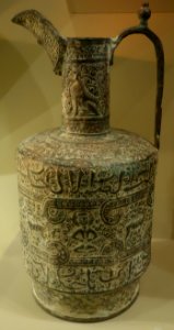 Ewer with human and animal figures and inscription, Iran, 17th century AD, bronze - Huntington Museum of Art - DSC05038