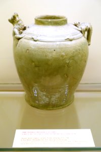 Ewer with chrysanthemum decoration, Hoa Binh province, Tran dynasty, 13th-14th century AD, celadon glazed ceramic - National Museum of Vietnamese History - Hanoi, Vietnam - DSC05512