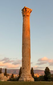 Evening column Zeus temple Athens