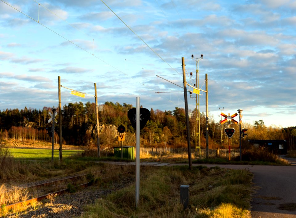 Evening creeping up on the old railroad crossing - wide