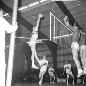 Europese kampioenschappen volleybal te Hengelo, spelmomenten Nederland tegen Fra, Bestanddeelnr 916-2694