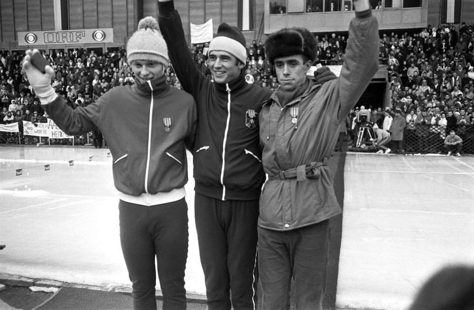 Europese kampioenschappen Schaatsen te Innsbruck. Huldiging 500m. Gronvold (3e),, Bestanddeelnr 923-1887