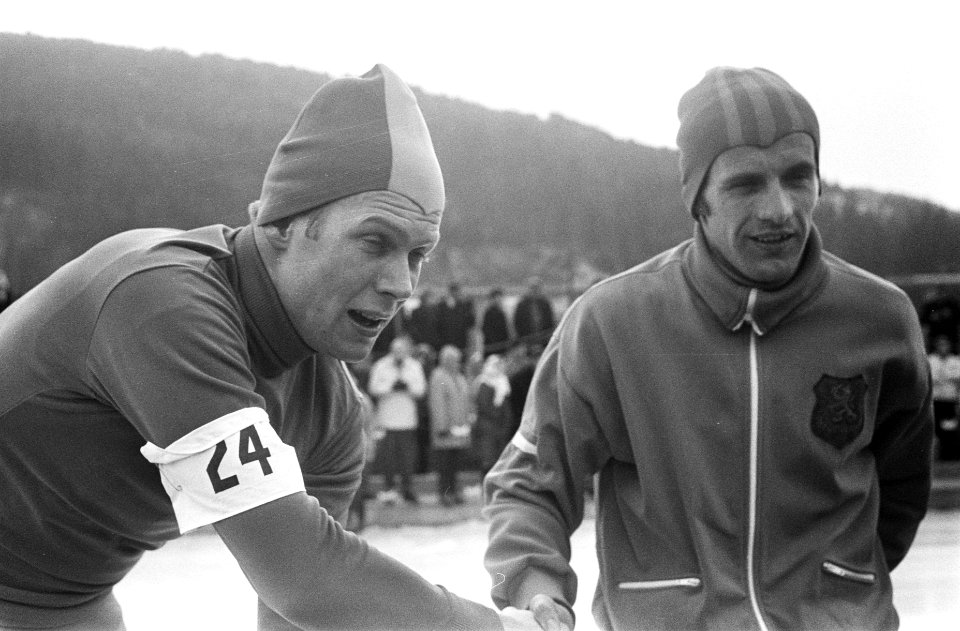 Europese kampioenschappen Schaatsen te Innsbruck. Goran Claeson en Jappie van Di, Bestanddeelnr 923-1884