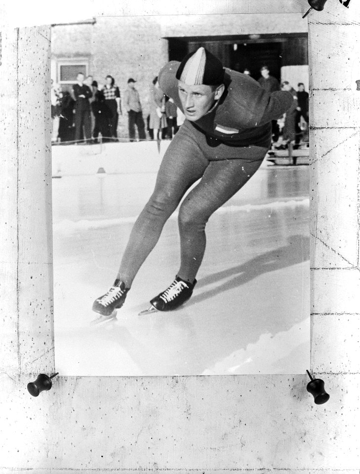 Europese schaatskampioenschappen Davos. Broekman in aktie, Bestanddeelnr 903-2200