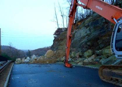 Excavation project in Bloomingdale NJ to prevent future rockslides into street photo