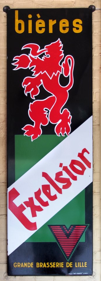 Excelsior Bières, emaille reclamebord, Bier Reclamemuseum