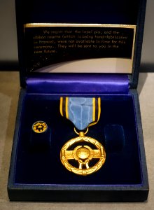 Exceptional Service Medal (NASA), given to Ed White for the first American spacewalk, Gemini 4, 1965 - Kennedy Space Center - Cape Canaveral, Florida - DSC02910