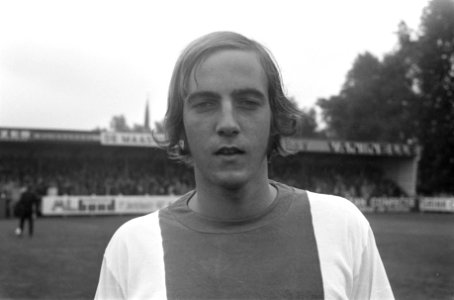 Excelsior tegen Ajax 1-1 nr. 7 Neeskens, kop, nr. 8 Van Dijk , kop, nr. 9 Sw, Bestanddeelnr 923-8986