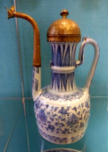 Ewer, China, late 15th to early 16th century, with Persian metal, 17th century, porcelain and metal - Germanisches Nationalmuseum - Nuremberg, Germany - DSC03184