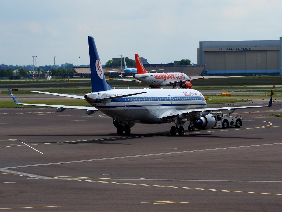 EW-400PO Belavia Embraer 195 push back at Schiphol (AMS - EHAM), The Netherlands, 24may2014, pic-2
