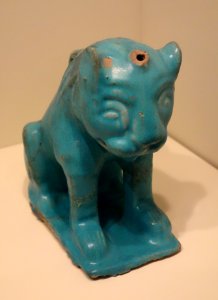 Ewer in form of lion, Iran, Seljuk period, 12th or 13th century AD, earthenware with a turquoise glaze - Cincinnati Art Museum - DSC03991