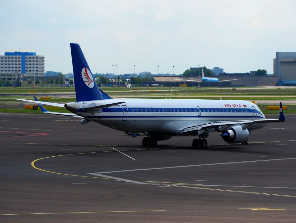 EW-400PO Belavia Embraer 195 taxiing at Schiphol (AMS - EHAM), The Netherlands, 24may2014, pic-1