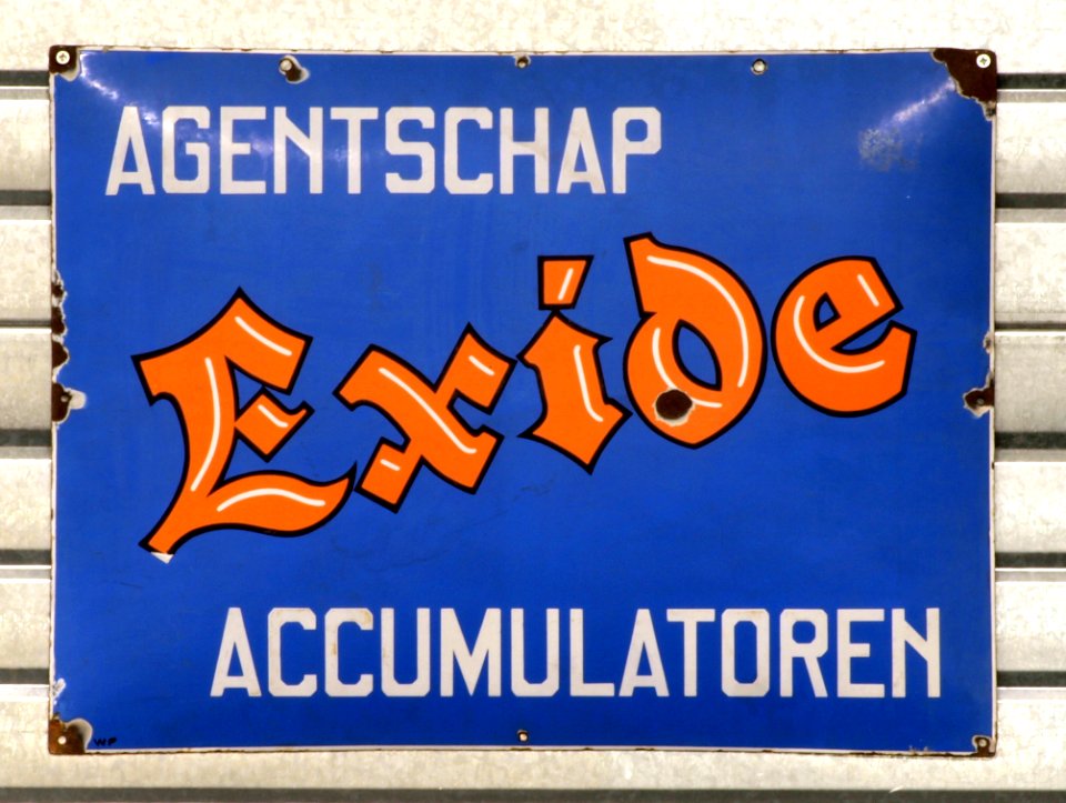 Exide enamel advert sign at the den hartog ford museum