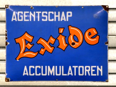 Exide enamel advert sign at the den hartog ford museum