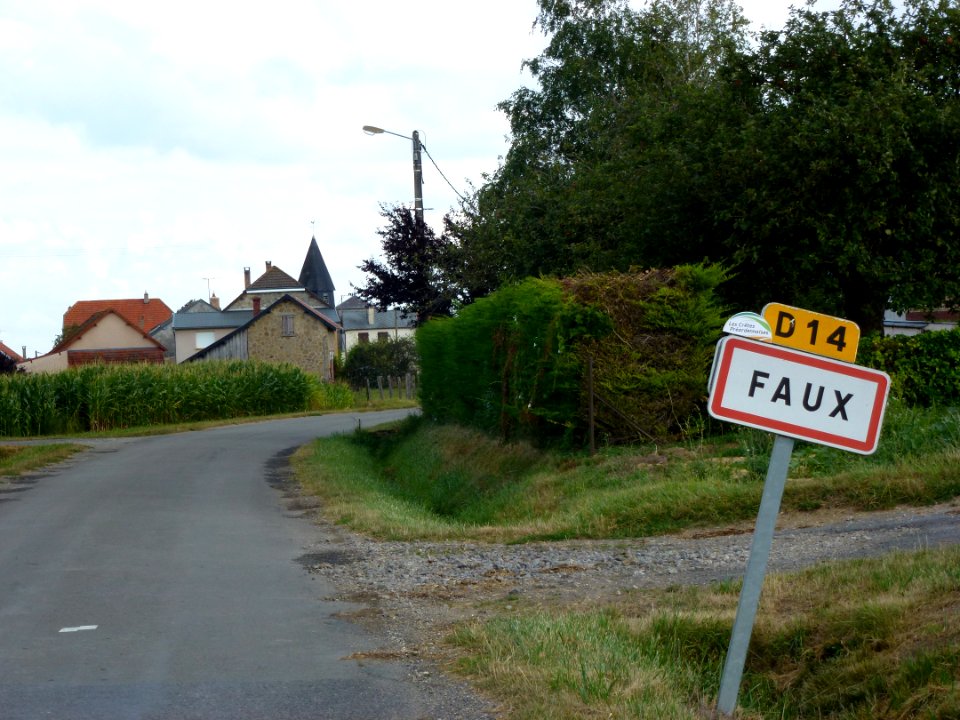 Faux (Ardennes) city limit sign
