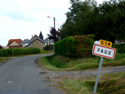 Faux (Ardennes) city limit sign