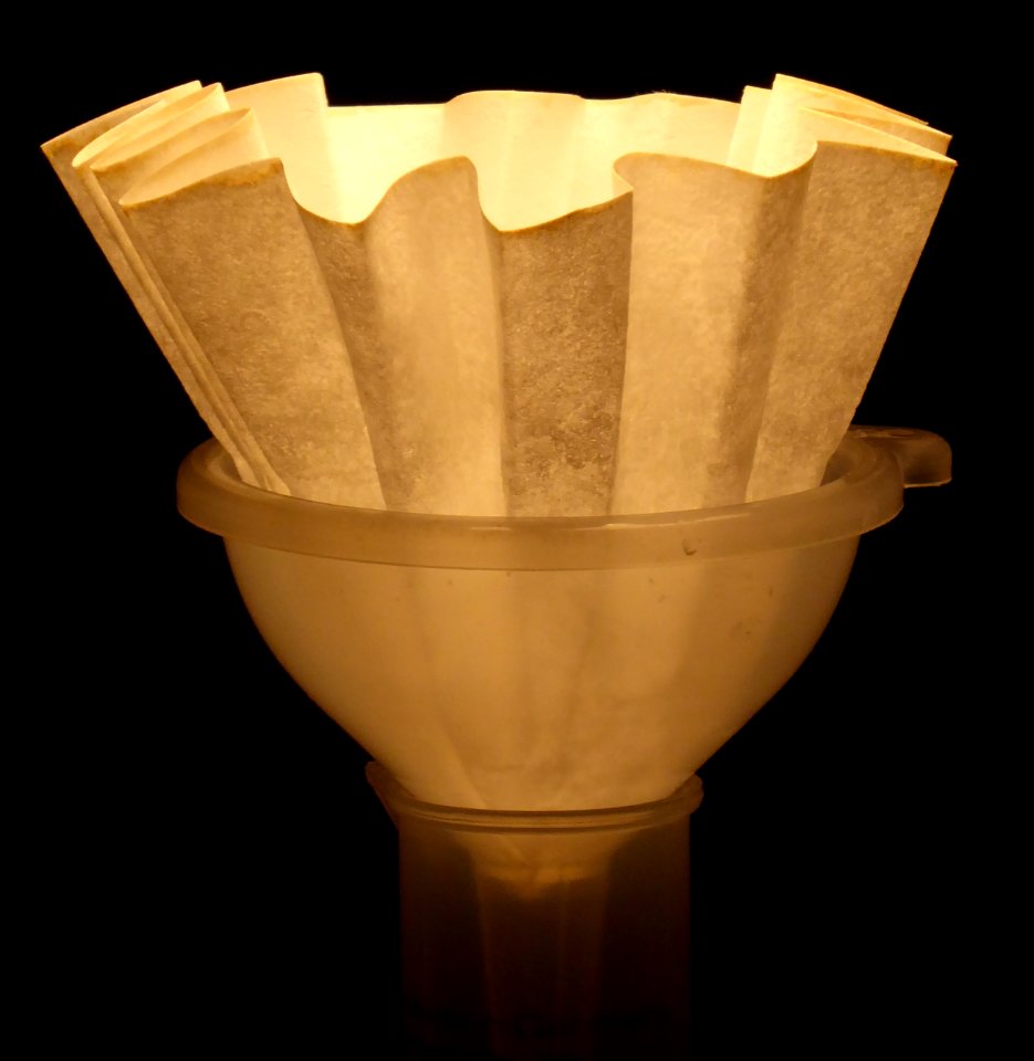 Faltenfilter in Trichter