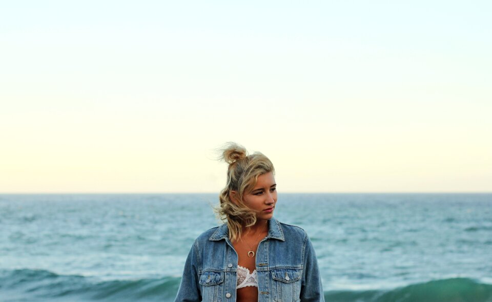 Beach denim jacket bra