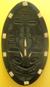 Feast platter by Tom Price, Haida, Queen Charlotte Island, Canada, argillite and ivory photo