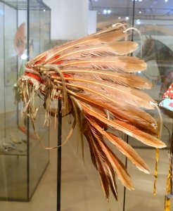 Feather headdress from 'Wolf Chief', Hidatsa, c. 1830, red-dyed eagle feathers - Ethnological Museum, Berlin - DSC01104 photo