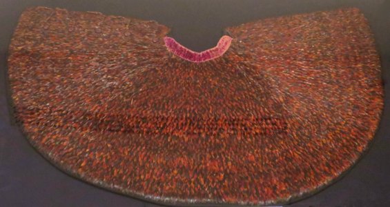 Feather cape, c. 1882, pheasant & fowl feathers, Bishop Museum
