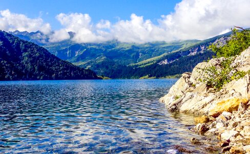 Mountain dam lake photo