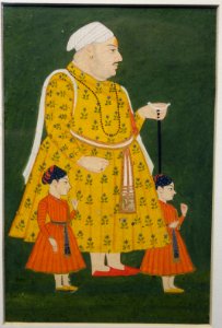 Fat Raja with Two Attendants, 18th century, oil on paper - Fitchburg Art Museum - DSC08907