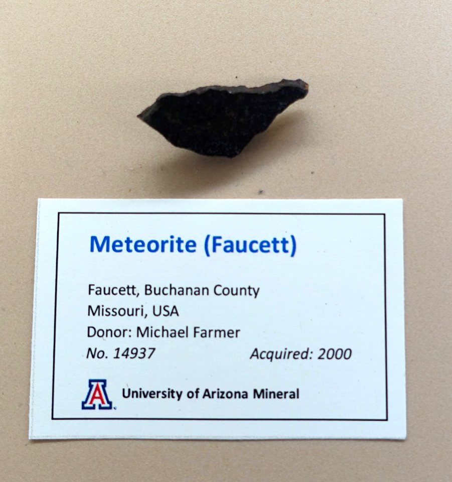 Faucett meteorite, Missouri - University of Arizona Mineral Museum - University of Arizona - Tucson, AZ - DSC08467