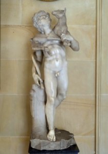 Faun with a kid, Isidoro Franchi, before 1719 - Chapel Corridor, Chatsworth House - Derbyshire, England - DSC03030