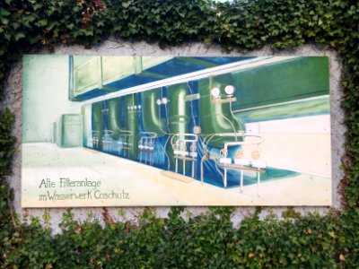 Fabrikstraße Dresden, Wandtafel Alte Filteranlage im Wasserwerk Coschütz