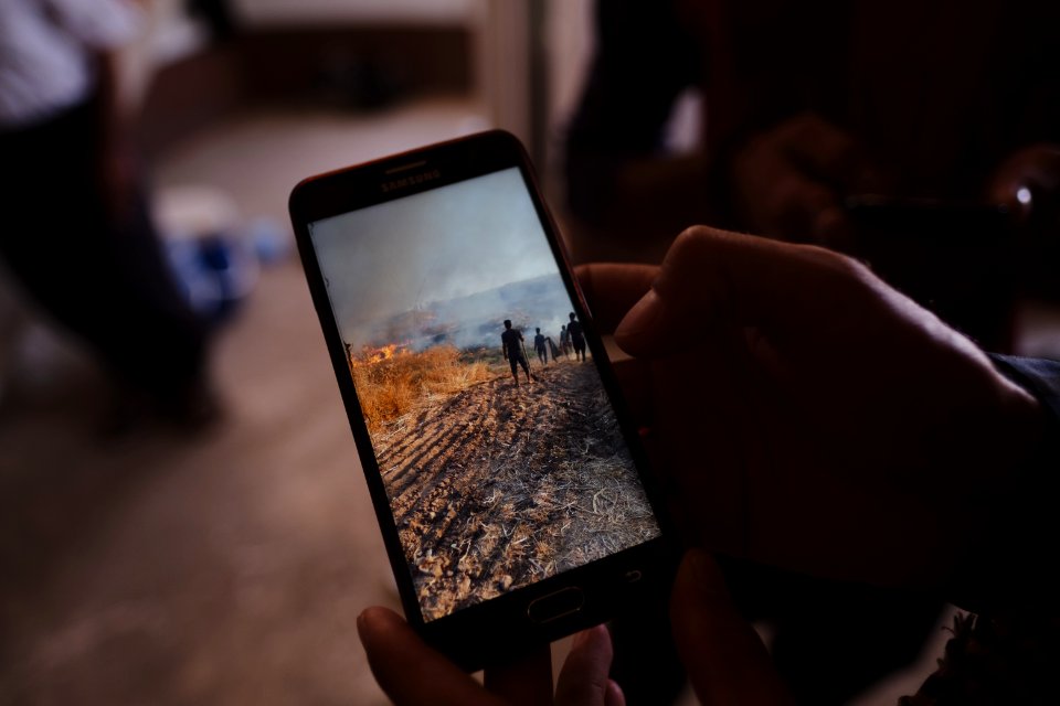 Ezidis showing the fires that ravaged Sinjar region in 2019 in summer 26