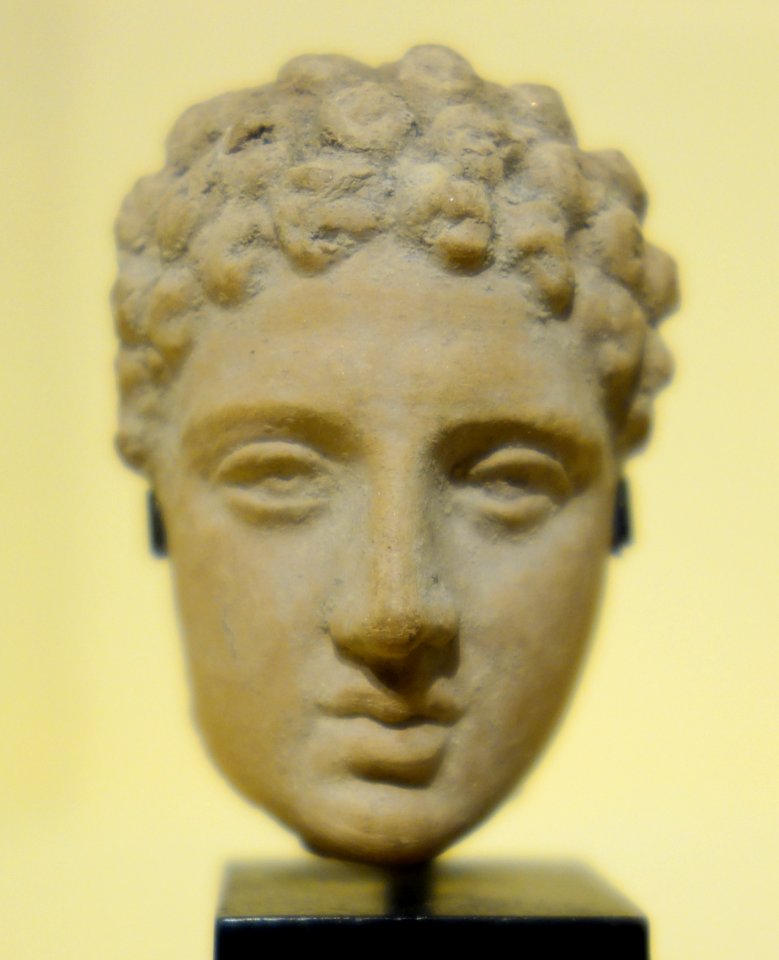 Face of Hermes, Greek, Smyraic, terracotta - Fitchburg Art Museum - DSC08706