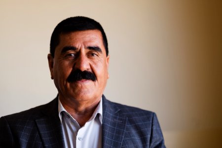 Ezidi Mayor Fahad Hamid of Shingal in summer of 2019 in his office, discussing the fires plaguing the district 14
