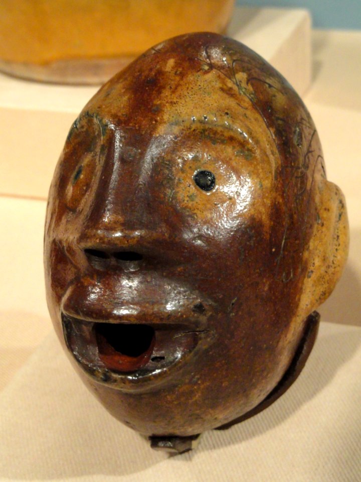 Face Flask, 1820-1840, probably New England, salt-glazed stoneware with iron oxide and cobalt - Art Institute of Chicago - DSC09935
