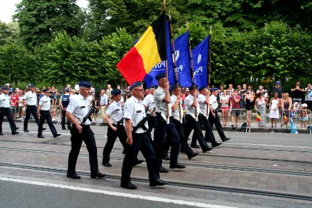 Fête nationale belge à Bruxelles le 21 juillet 2016 - Policiers belges lors du défilé 02