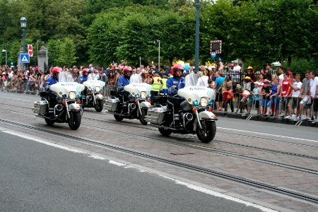 Fête nationale belge à Bruxelles le 21 juillet 2016 - Moto de la police belge lors du défilé national 01