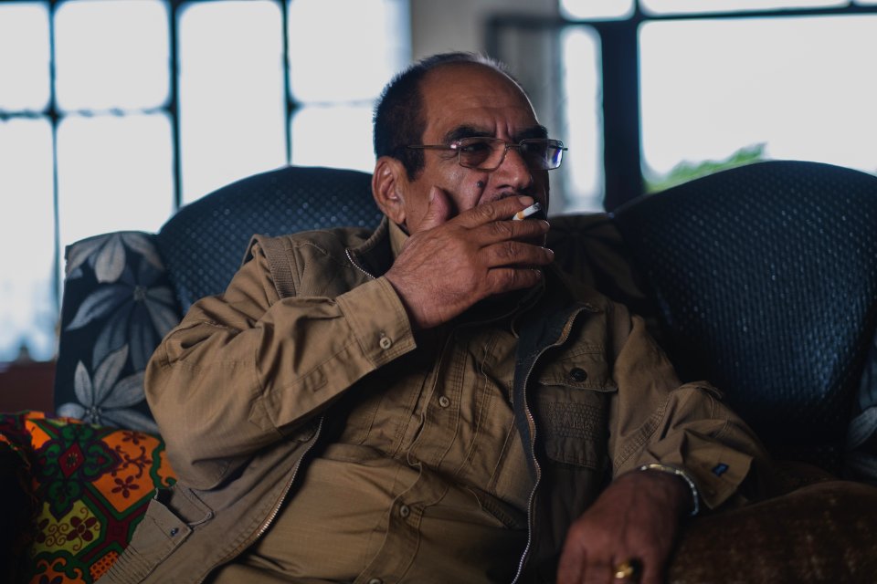 Ezidi Peshmerga commander Qasim Shesho giving an interview at his base in the Sinjar Mountains 17
