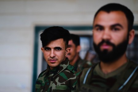 Ezidi Peshmerga soldiers at their base in the Sinjar Mountains, under the command of Qasim Shesho 12