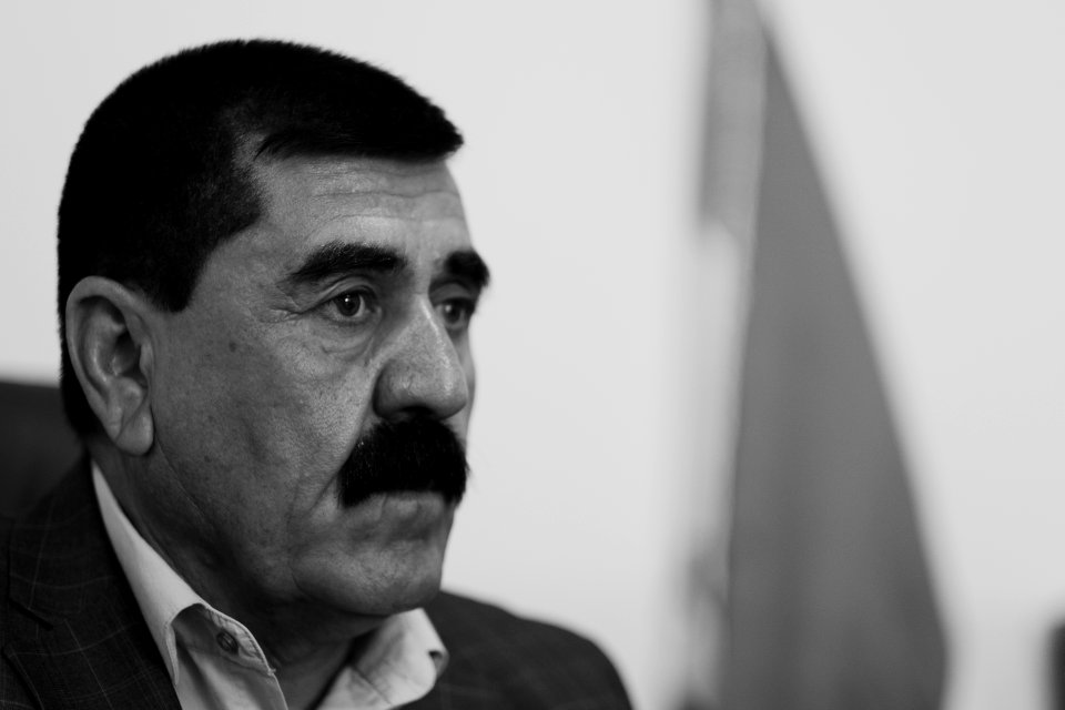 Ezidi Mayor Fahad Hamid of Shingal in summer of 2019 in his office, discussing the fires plaguing the district 05