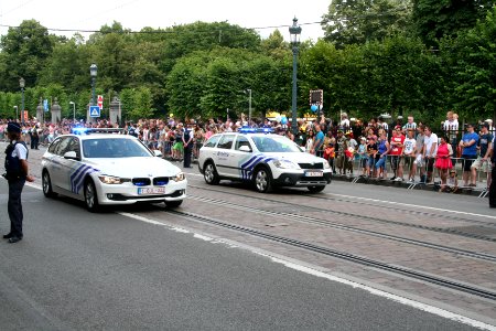 Fête nationale belge à Bruxelles le 21 juillet 2016 - Véhicule de la police belge 06