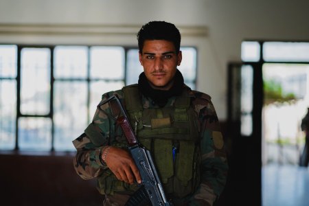 Ezidi Peshmerga soldiers at their base in the Sinjar Mountains, under the command of Qasim Shesho 17