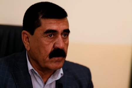 Ezidi Mayor Fahad Hamid of Shingal in summer of 2019 in his office, discussing the fires plaguing the district 03