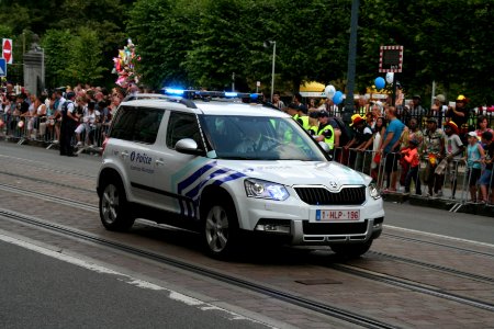 Fête nationale belge à Bruxelles le 21 juillet 2016 - Véhicule de la police belge 12 - Skoda photo