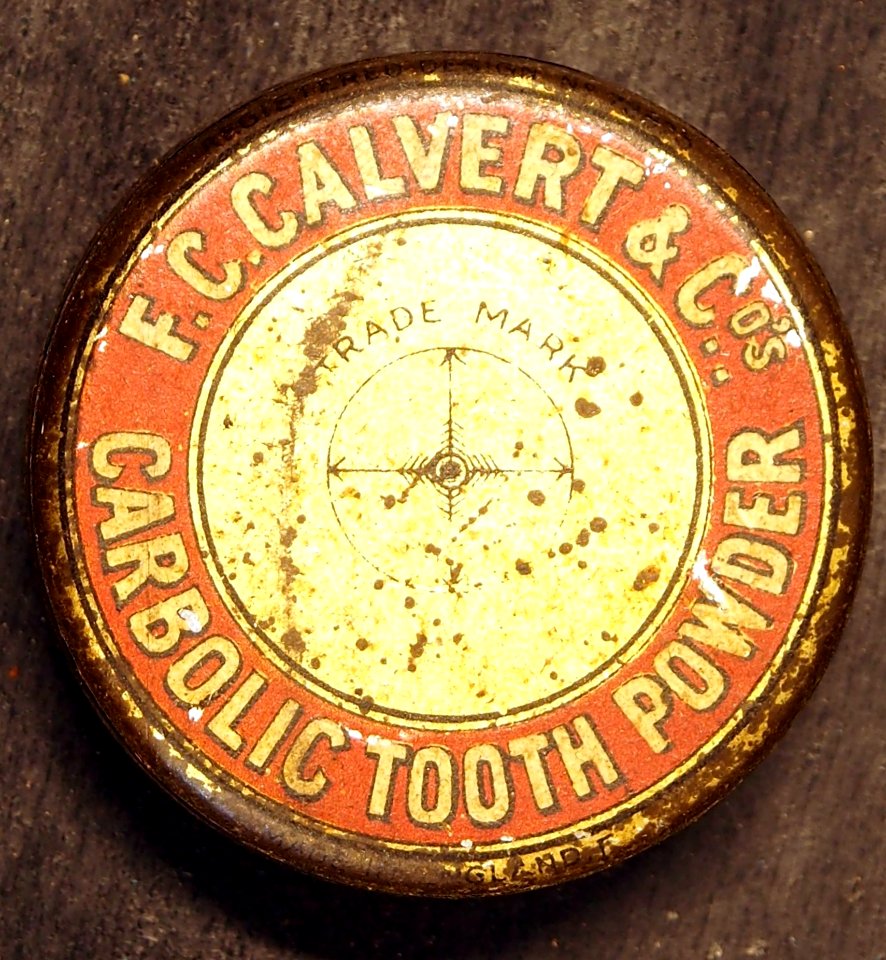 F C Calvert & Co, Carbolic Tooth Powder tin