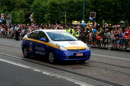 Fête nationale belge à Bruxelles le 21 juillet 2016 - Véhicule de la police belge 16 - Jobpol - Véhicule pour la promotion du recrutement