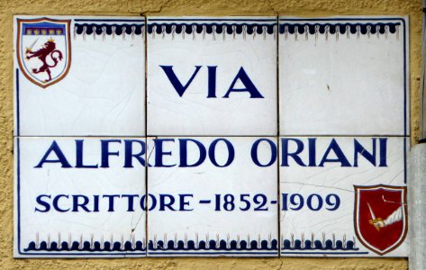 Faenza, stratnoma tabulo, via Oriani, 1