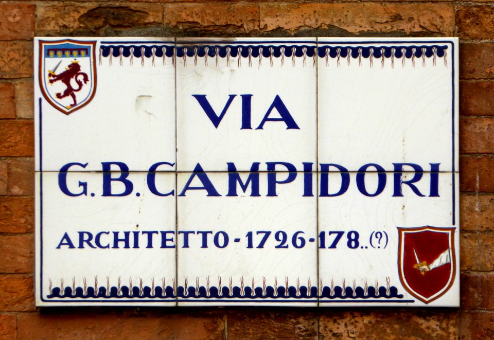Faenza, stratnoma tabulo, via Campidori, 1