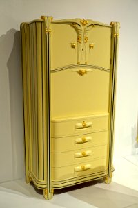 Fall-front secretary, Maurice Dufrene, France, c. 1912-1913, painted wood, gold leaf, original leather - Montreal Museum of Fine Arts - Montreal, Canada - DSC09136