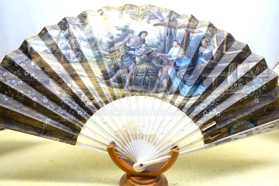 Fan, England, 19th century, Moses rescued from the Nile - Fan Room, Alcázar of Seville, Spain - DSC07319